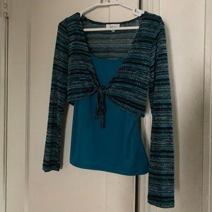 Ally B. Two-piece Cami Front Tie Sweater Top ~ EUC